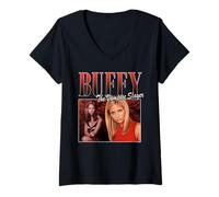 Femme Buffy The Vampire Slayer 90's Buffy Collage TV Show T-Shirt avec Col en V
