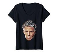 Femme Buffy The Vampire Slayer Angel Oversized Portrait Retro TV T-Shirt avec Col en V