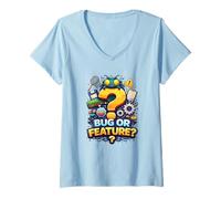 Femme Bug Or Feature Funny Programmer Developer Code Humour T-Shirt avec Col en V