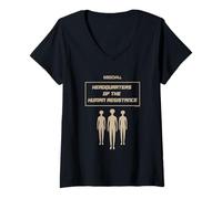 Femme Bugonia Human Resistance Headquarters T-Shirt avec Col en V