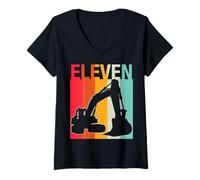 Femme Builder 11 Ans Anniversaire Camion de Construction garçon Aimant T-Shirt avec Col en V