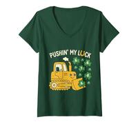 Femme Bulldozer St Patrick 67 Lucky Numbers pour Enfants T-Shirt avec Col en V