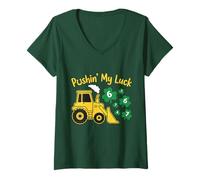 Femme Bulldozer St Patrick 67 Lucky Numbers pour Enfants T-Shirt avec Col en V