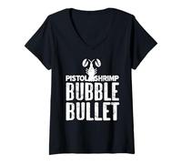 Femme Bulle de Crevette Pistol Science des Abysses Humour T-Shirt avec Col en V