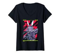 Femme Bunny Girl Techwear Harajuku Anime Manga Cyberpunk Esthétique T-Shirt avec Col en V
