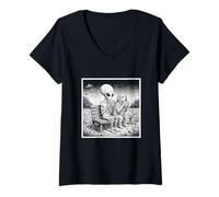 Femme Burger Alien Dog Burger Scène étrange Alien Fiction T-Shirt avec Col en V