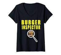 Femme Burger Inspector Costume d'inspecteur de Burger T-Shirt avec Col en V