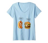 Femme Burgers drôles Hot Dog pour fille, femme, maman, épouse, junkie de restauration rapide T-Shirt avec Col en V