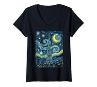 Femme Burj Khalifa Dubaï Émirats Arabes Unis Nuit étoilée Histoire de l'art Cadeau T-Shirt avec Col en V