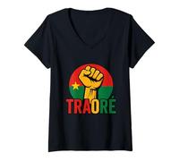 Femme Burkina Faso - Bravo Capitaine Ibrahim Traoré/Thomas Sankara T-Shirt avec Col en V