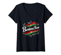 Femme Burkina Faso National Flag Country Pride T-Shirt avec Col en V