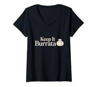 Femme Burrata Lover Charcuterie Italienne au Fromage Burrata T-Shirt avec Col en V