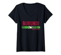 Femme Burundi Flag | Burundian Vintage Distressed T-Shirt avec Col en V