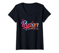 Femme Busan South Korea | Vacation Travel T-Shirt avec Col en V