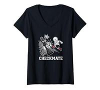 Femme But Gagnant de Joueur de Football avec Humour échecs et maté T-Shirt avec Col en V