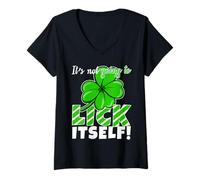 Femme But Going to Lick Itself Four Leaf Clover Butt Stuff Joke T-Shirt avec Col en V