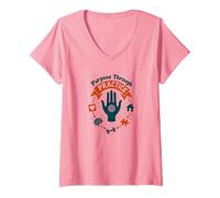 Femme But Through Practice Occupational Therapy Motivational T-Shirt avec Col en V, Rose, L