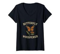 Femme Butterfly Whisperer Native Plants Pollinator Garden T-Shirt avec Col en V
