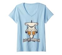 Femme Buveur de bière en Forme de Requin martelé Lets Get T-Shirt avec Col en V