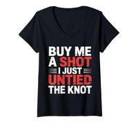 Femme Buy Me A Shot I Just Untied The Knot Fête de Divorce |- T-Shirt avec Col en V