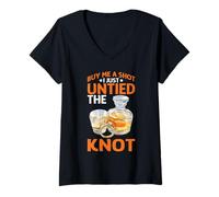 Femme Buy Me A Shot I Just Untied The Knot Partie de Divorce - T-Shirt avec Col en V