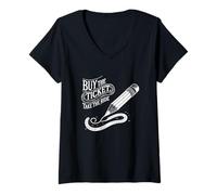Femme Buy The Ticket, Take The Ride - Crayon Poète Artiste de l'écrivain T-Shirt avec Col en V