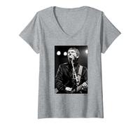 Femme Buzzcocks Pete Shelley Live Paris par Phil Nicholls T-Shirt avec Col en V
