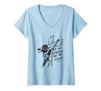 Femme By His Stripes We Are Healed Cross Jésus T-Shirt avec Col en V