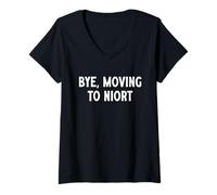 Femme Bye, Déménagement à Niort T-Shirt avec Col en V