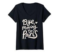 Femme Bye, Déménagement à Paris T-Shirt avec Col en V