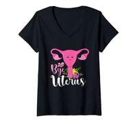 Femme Bye Uterus Hysterectomie Endométriose Chirurgie Ovarienne T-Shirt avec Col en V