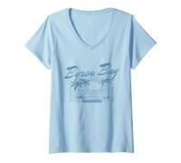 Femme Byron Bay Australie Surf en Palmier Vieilli T-Shirt avec Col en V