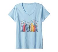 Femme C’est Une Belle Journée pour Lire Cadeau Lectrice T-Shirt avec Col en V