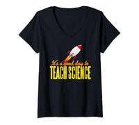 Femme C’est Une Bonne Journée pour Enseigner la Science Fusée T-Shirt avec Col en V