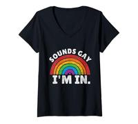 Femme Ça a l'air gay, je suis partante - Arc-en-ciel de la Gay Pride Parade, une fière alliée LGBT T-Shirt avec Col en V