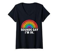 Femme Ça a l'air gay, je suis partante - Arc-en-ciel de la Gay Pride Parade, une fière alliée LGBT T-Shirt avec Col en V