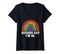 Femme Ça a l'air gay, je suis partante - Arc-en-ciel de la Gay Pride Parade, une fière alliée LGBT T-Shirt avec Col en V