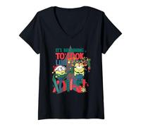 Femme Ça Commence à ressembler à des Minions Amusants de Noël T-Shirt avec Col en V