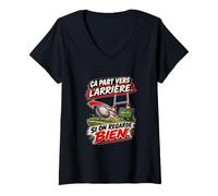 Femme Ça Part vers L’Arrière Si on Regarde Bien Humour Rugby T-Shirt avec Col en V