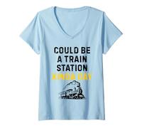 Femme Ça Pourrait être Une Aventure Sarcastique drôle d'un Jour dans Une Gare T-Shirt avec Col en V