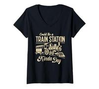 Femme Ça Pourrait être Une Gare, Un Peu comme Un Western Vintage T-Shirt avec Col en V