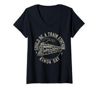 Femme Ça Pourrait être Une Gare, Un Peu comme Un Western Vintage T-Shirt avec Col en V