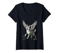 Femme Caacrinolaas Un Rascal à Ailes de Griffon T-Shirt avec Col en V