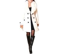 Femme Caban femme laine Double breasted Chaud Manches Longues Manteau d'hiver Mélange de laine Veste Trench blouson à Capuche