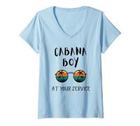 Femme Cabana Boy Funny Summer Pool Party Bartender Barman T-Shirt avec Col en V