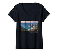 Femme Cabo da Roca au Portugal avec Souvenir de Praia da Ursa T-Shirt avec Col en V