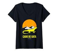 Femme Cabo de Gata Espagne Coucher de Soleil T-Shirt avec Col en V
