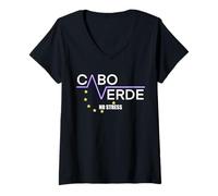 Femme Cabo Verde Motif Vacances sans Stress du Cap-Vert T-Shirt avec Col en V