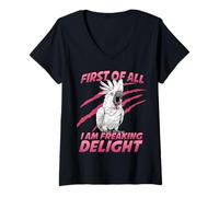 Femme Cacatoès Perroquet Porte-Oiseau idée Cadeau cacatoès Blanc T-Shirt avec Col en V