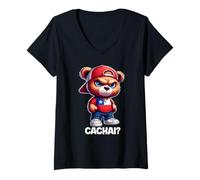 Femme CACHAI Chili Drapeau chilien Maillot Ours en Peluche T-Shirt avec Col en V